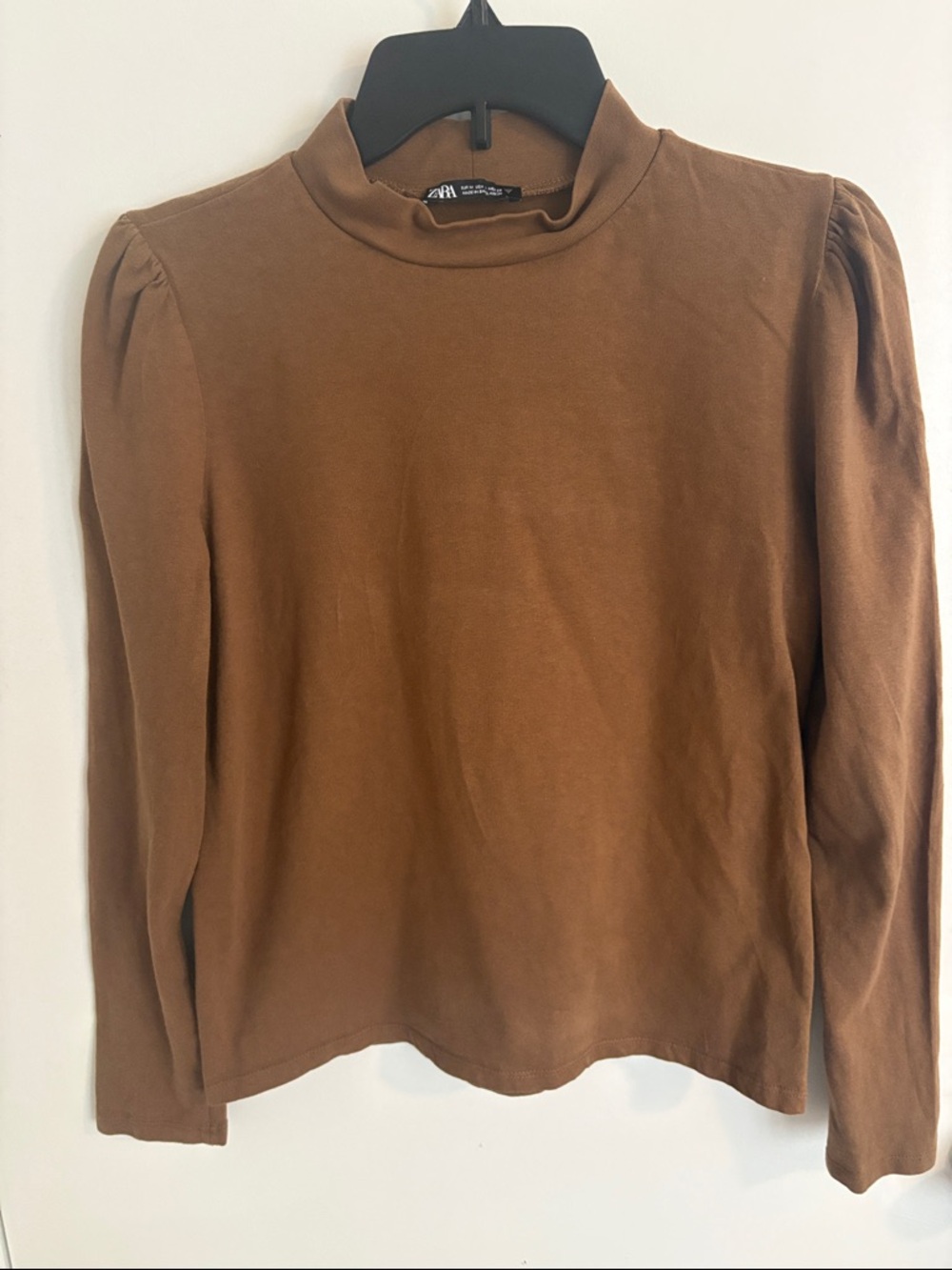 Zara Chestnut Mock Neck Long-Sleeve Top